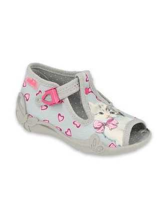 BEFADO 18-26 - Dievčenské sandálky na pracku - Biela mačka na sivom podklade