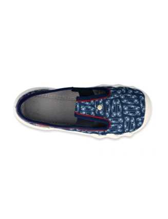 Chlapčenské prezuvky - Biele obrysy áut na tmavomodrom podklade