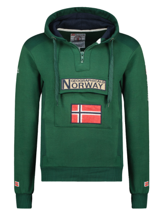 GEOGRAPHICAL NORWAY - osviežte svoj štýl v smaragdovozelenej mikine s predným vačkom, ktorá je ako šperk vo vašom šatníku