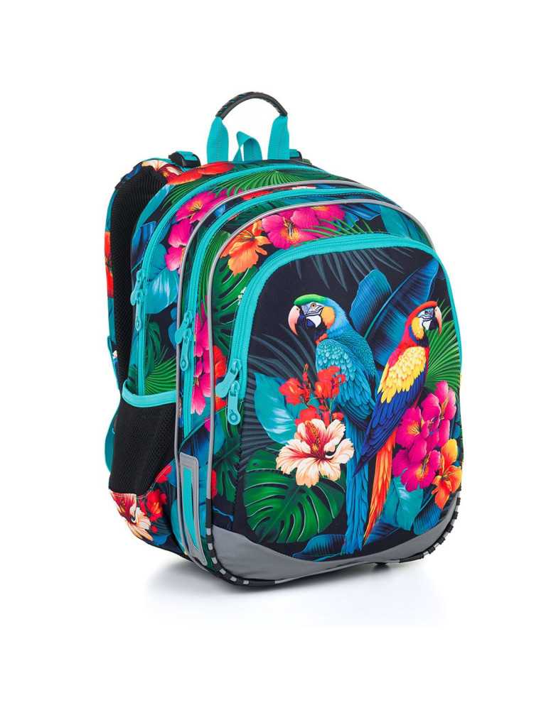 TOPGAL🌿🎒🦜ELLY24004 - školský batoh🌿🎒🦜zvuky poznania - ara papagáj v očarujúcej džungli vedomostí