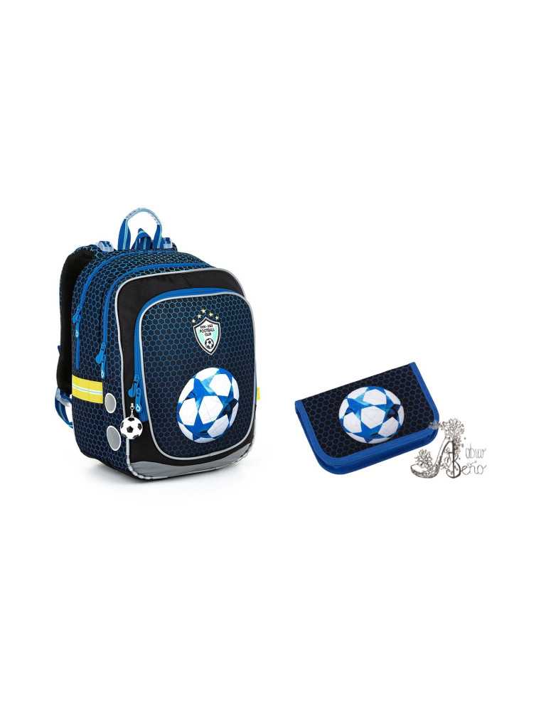 TOPGAL 🌟⚽✨ SmallSet - ENDY22016 🌟⚽✨ modrá futbalová eufória - chlapčenský školský set so štýlom a loptou nad hlavou