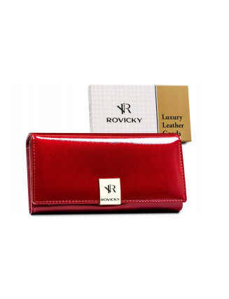 ROVICKY- dámska peňaženka - červená lesklá krása - klasický praktický strih so šepotom luxusu