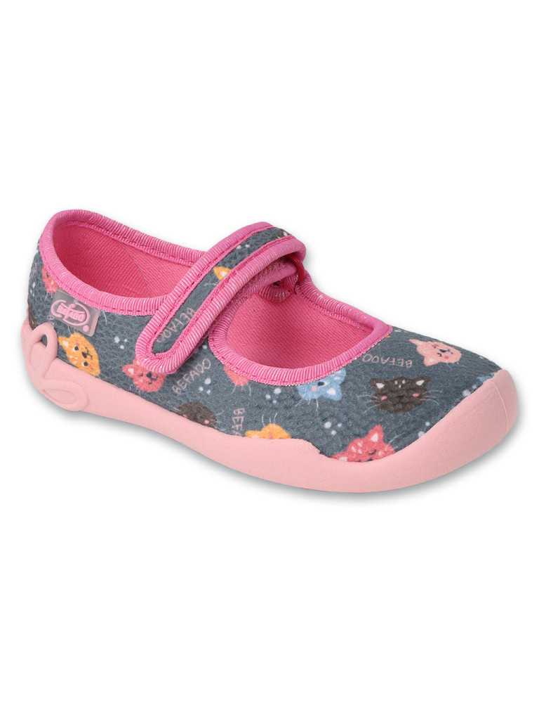 BEFADO veľkosť 27-30 - radostné kroky - viacfarebné dievčenské prezuvky s motívom veselých mačičiek