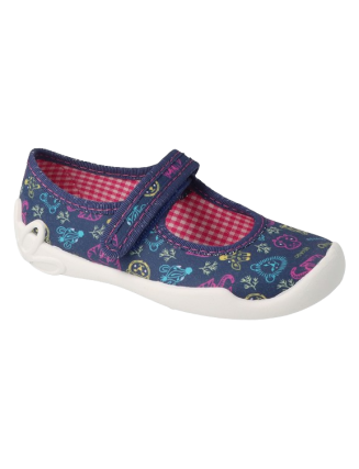 BEFADO veľkosť 27-30 - dievčenské prezuvky - safari dobrodružstvo na tmavomodrom pozadí