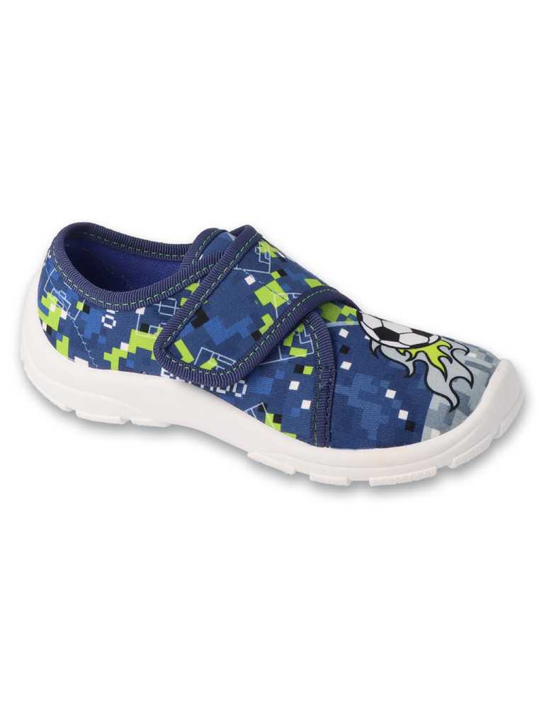 BEFADO veľkosť 28-30 - chlapčenské prezuvky so suchým zipsom - futbalová lopta s plameňmi odvahy a štýlu