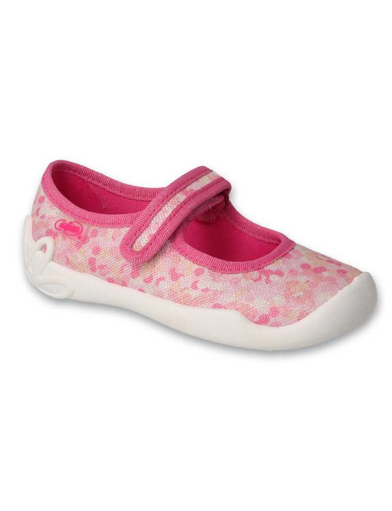 BEFADO veľkosť 31-36 - dievčenské prezuvky so suchým zipsom - ružová perleť pre bohatú štýlovú skladbu