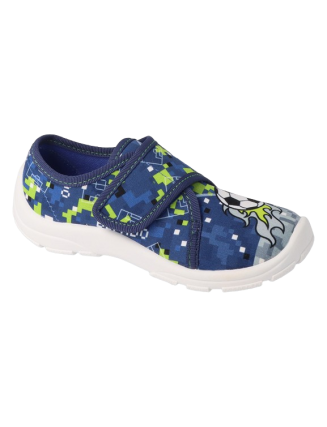 BEFADO veľkosť 28-30 - chlapčenské prezuvky so suchým zipsom - futbalová lopta s plameňmi odvahy a štýlu