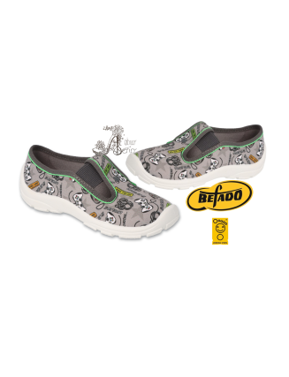 BEFADO veľkosť 28-30 - chlapčenské prezuvky s gumičkou - playstation - level up - sivý podklad