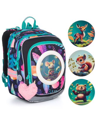 TOPGAL - ENDY 24005 - školský batoh - lesné kamarátky - srnka, veverička, medvedík, myška - cesta múdrosti pre malé srdiečka