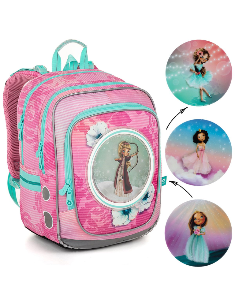 TOPGAL 🌸👑✨ ENDY 23005 🌸👑✨ kraľuj v škole s vlastnou rozprávkovou princeznou - školský batoh s vymeniteľnými obrázkami