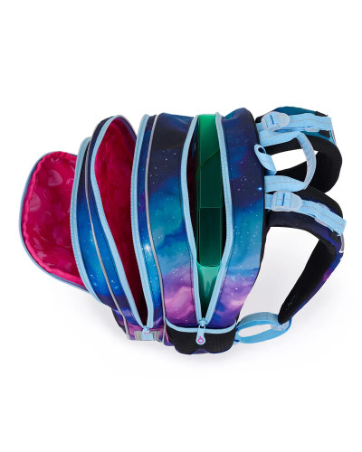 Školský batoh s motívom múdrej sovičky a hviezdnej oblohy, ideálny pre dievčatá, ktoré chcú mať svoj svet ukrytý za zipsom