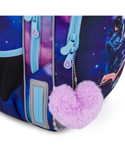 Školský batoh s motívom múdrej sovičky a hviezdnej oblohy, ideálny pre dievčatá, ktoré chcú mať svoj svet ukrytý za zipsom