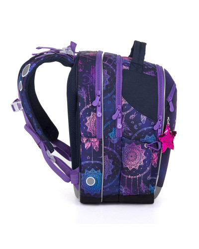 TOPGAL - COCO 25006 - fialový školský batoh pre dievčatá - lapač snov s príveskom hviezdičky