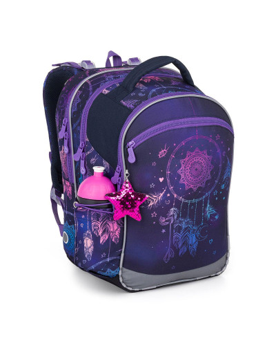 TOPGAL - COCO 25006 - fialový školský batoh pre dievčatá - lapač snov s príveskom hviezdičky