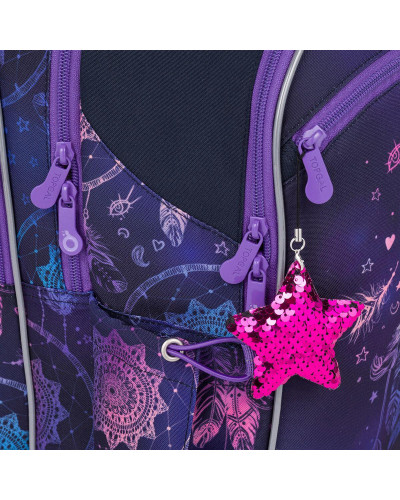 TOPGAL - COCO 25006 - fialový školský batoh pre dievčatá - lapač snov s príveskom hviezdičky