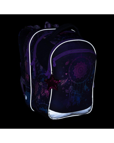 TOPGAL - COCO 25006 - fialový školský batoh pre dievčatá - lapač snov s príveskom hviezdičky