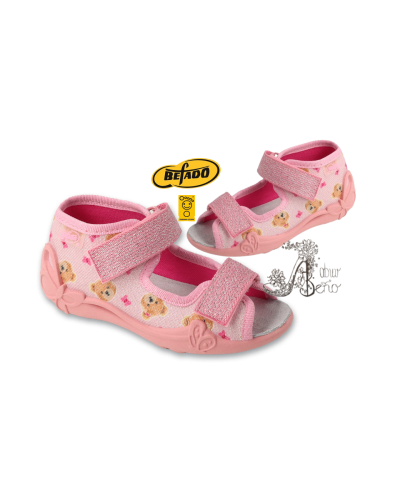 BEFADO - dievčenské prezuvky - perleťový medvedík v objatí pohodlia: nezastaviteľná kráska s očarujúcim suchým zipsom!