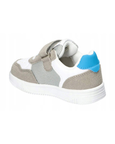 AmericanClub-chlapčenské tenisky–biela v spojení so sivou, tyrkysovou a robotom na vonkajšej strane do sveta dobrodružstva👟💙