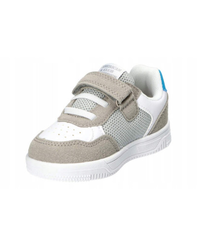 AmericanClub-chlapčenské tenisky–biela v spojení so sivou, tyrkysovou a robotom na vonkajšej strane do sveta dobrodružstva👟💙