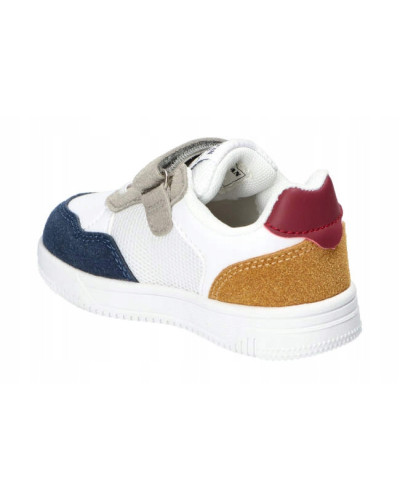 AmericanClub-chlapčenské tenisky–biela v spojení s tmavomodrou, okrovo-bordovou pätou s robotom, ktorý verne stráži každý krok👟✨