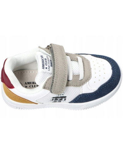 AmericanClub-chlapčenské tenisky–biela v spojení s tmavomodrou, okrovo-bordovou pätou s robotom, ktorý verne stráži každý krok👟✨