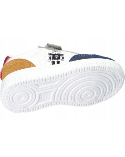 AmericanClub-chlapčenské tenisky–biela v spojení s tmavomodrou, okrovo-bordovou pätou s robotom, ktorý verne stráži každý krok👟✨