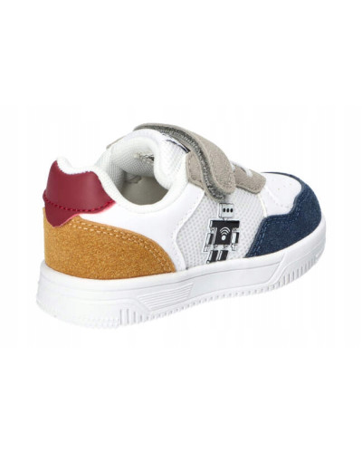 AmericanClub-chlapčenské tenisky–biela v spojení s tmavomodrou, okrovo-bordovou pätou s robotom, ktorý verne stráži každý krok👟✨