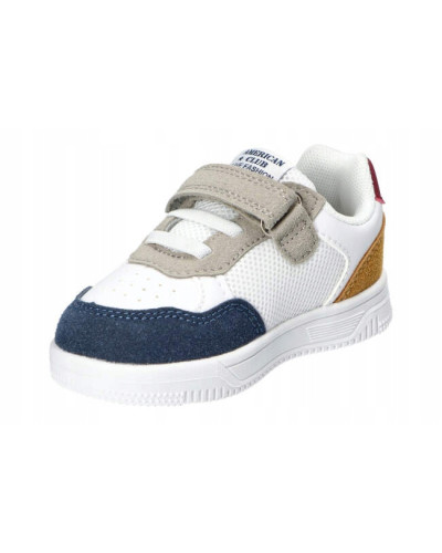 AmericanClub-chlapčenské tenisky–biela v spojení s tmavomodrou, okrovo-bordovou pätou s robotom, ktorý verne stráži každý krok👟✨