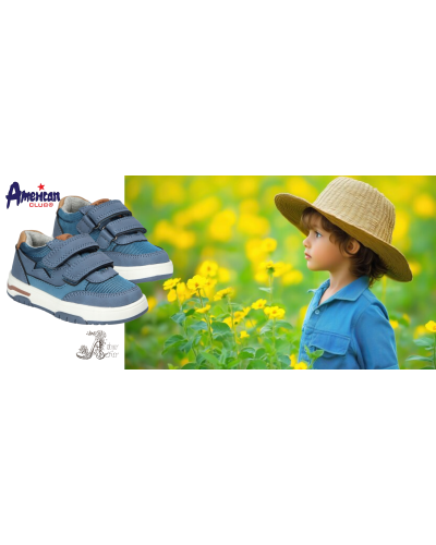 AmericanClub🌟chlapčenské tenisky–riflovomodrá hviezdička s hnedými akcentmi, svietiaca podrážka a ľahký krok do dobrodružstva✨👟