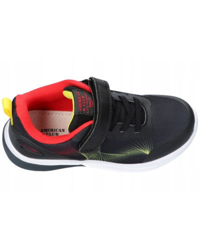 AmericanClub - chlapčenské tenisky čierne so žltými a červenými zábleskami – krok ako blesk, svietiace podrážky🚀⚡