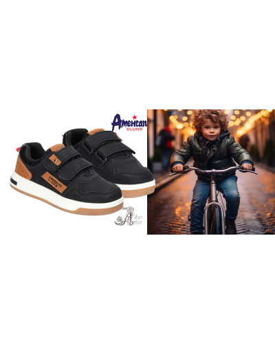 AmericanClub🚀čierna sila a hnedá elegancia – tenisky pre malých dobrodruhov! 🌟