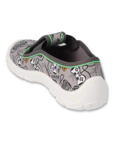 BEFADO🎮🐬hravé chlapčenské prezuvky v sivej farbe s motívom hracích konzol - buď hravý ako delfín🎮🐬