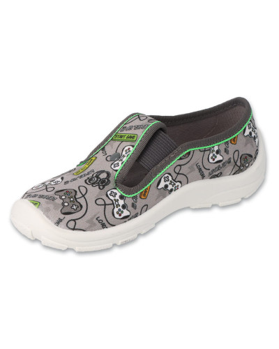 BEFADO🎮🐬hravé chlapčenské prezuvky v sivej farbe s motívom hracích konzol - buď hravý ako delfín🎮🐬