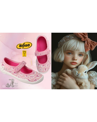 BEFADO -✨nežné kroky snov – dievčenské prezuvky v staroružovej perleti so zvieracími kamarátmi a trblietavým kúzlom✨