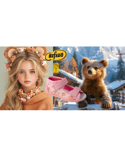 BEFADO - dievčenské prezuvky - perleťový medvedík v objatí pohodlia: nezastaviteľná kráska s očarujúcim suchým zipsom!