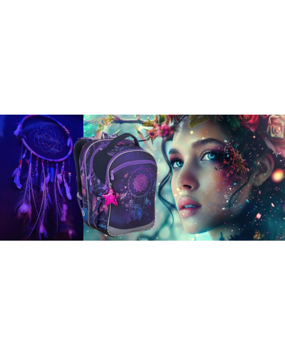 TOPGAL - COCO 25006 - fialový školský batoh pre dievčatá - lapač snov s príveskom hviezdičky