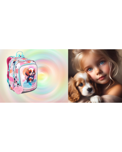 TOPGAL - ENDY24049 - farebný dievčenský batoh - psík - brána do sveta fantázie