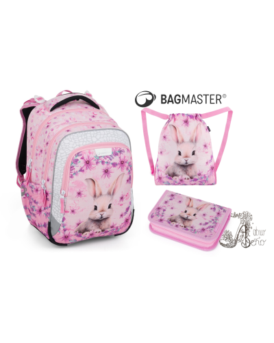 Bagmaster - ako z rozprávky: školský set so zajačikom – kvetinový sen pohodlia a jemnej elegancie🌸🐰