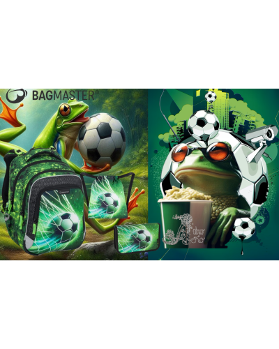 Bagmaster🌟školský set pre malých futbalových hrdinov – batoh, peračník a vrecko v motíve „Zeleň futbalu“ ⚽🌿