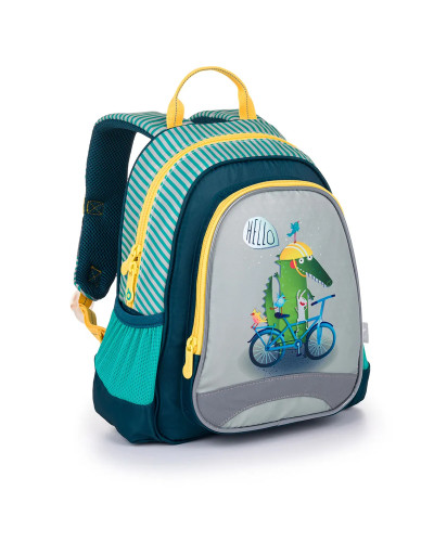 TOPGAL🐊🎒chlapčenský škôlkarsky batôžtek s krokodílom na bicykli – štýlový kamarát na výlety, krúžky aj ku starkej🐊🎒