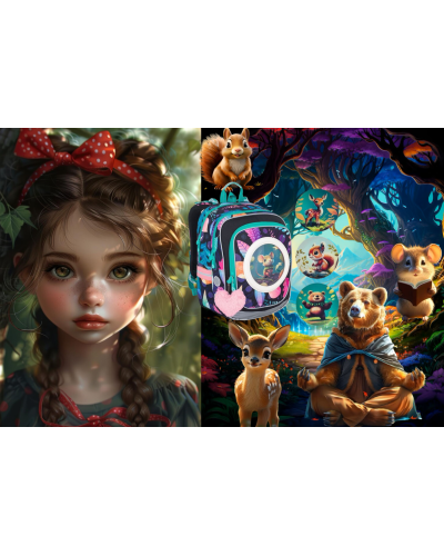 TOPGAL - ENDY 24005 - školský batoh - lesné kamarátky - srnka, veverička, medvedík, myška - cesta múdrosti pre malé srdiečka