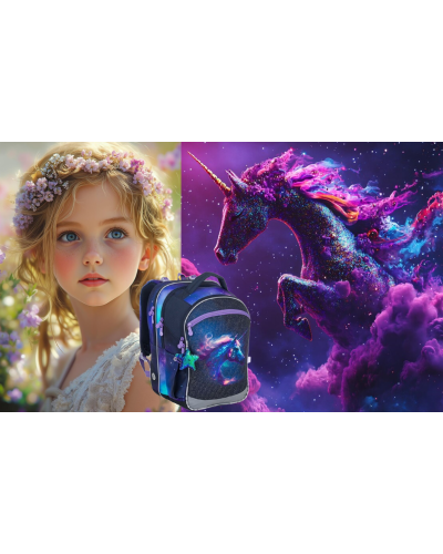 TOPGAL - COCO24006-školský batoh - žiariaca cesta múdrosti - jednorožec s ligotajúcou hviezdičkou