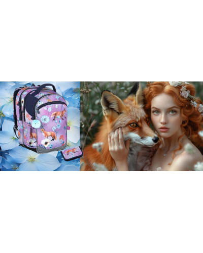 TOPGAL 🌸📘🦊 SmallSet - COCO 22006 🌸📘🦊 kúzlo líščej krajiny - lilavý svet nezábudiek pre malé školáčky