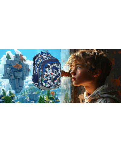 TOPGAL 🎮✨ ELLY 19014 🎮✨ školský batoh - zdolaj svet blokov - pre malých staviteľov s počítačovou víziou