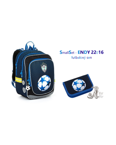 TOPGAL 🌟⚽✨ SmallSet - ENDY22016 🌟⚽✨ modrá futbalová eufória - chlapčenský školský set so štýlom a loptou nad hlavou