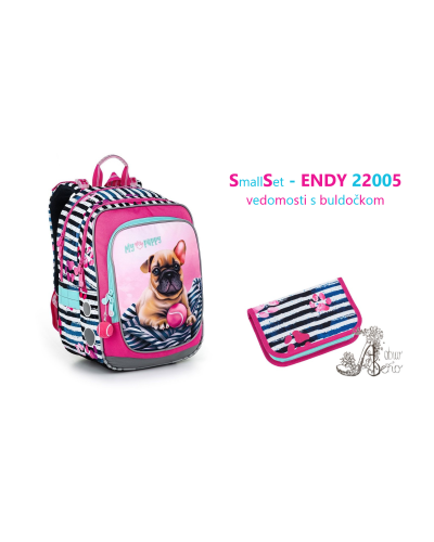 TOPGAL 🌸🎒 SmallSet - ENDY 22005 🐾 kompánia krásy - školský set s buldočkom - kamarátsvo a štýl v každej chvíli