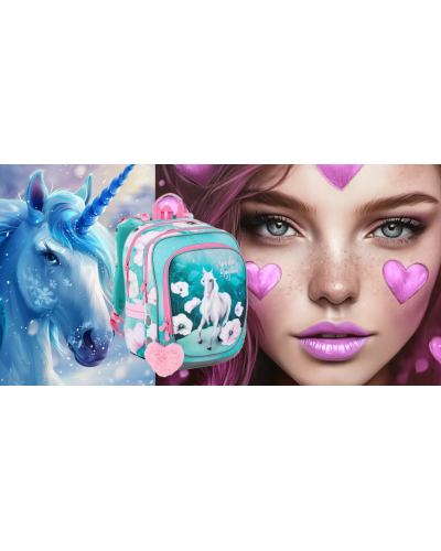 TOPGAL 🌸✨🦄 ENDY 22053 🌸✨🦄 školský batoh - jazda snov, kde kvety tancujú - batoh plný fantázie a lesku