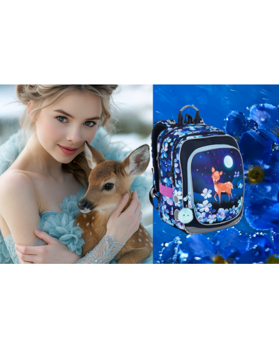 TOPGAL 🌙✨🦌 ENDY 23002 🌙✨🦌 školský batoh - nočná lúka s jemnou srnkou v mesačnom svite