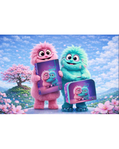 detský lamino kufrík A4 pre dievčatá v tyrkysovo ružovom dizajne na školské pomôcky a výtvarné potreby