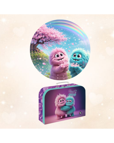 detský lamino kufrík A4 pre dievčatá v tyrkysovo ružovom dizajne na školské pomôcky a výtvarné potreby